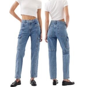 Gap Cotton Blend Medium Wash Spring 24 Mid Rise '90s Loose Cargo Jeans 10/30R